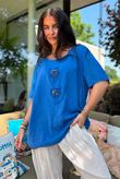 Izi Cheesecloth Button Tee Malibu Blue
